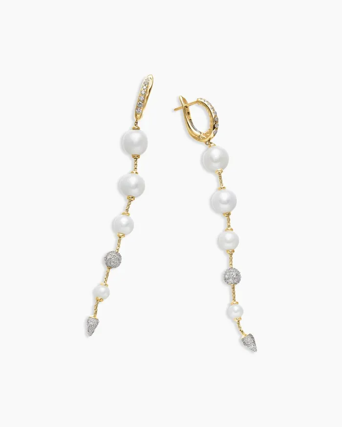 Pearl And Pav Drop Earrings In 18K Yellow Gold With Pearls And Diamonds 313in Women David Yurman Drop Pearl And Pav Drop Earrings In 18K Yellow Gold With Pearls And Diamonds 313in Women David Yurman Drop