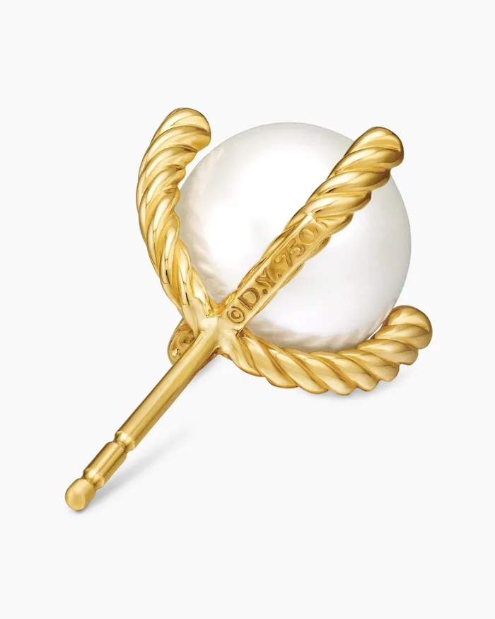 Pearl Stud Earrings In 18K Yellow Gold With Pearls And Diamonds 14mm Women David Yurman Stud Pearl Stud Earrings In 18K Yellow Gold With Pearls And Diamonds 14mm Women David Yurman Stud