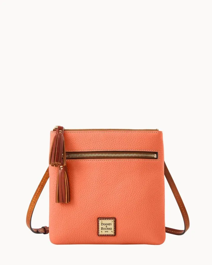 Pebble Grain Double Zip Tassel Crossbody Coral Women Dooney and Bourke Crossbodies Pebble Grain Double Zip Tassel Crossbody Coral Women Dooney and Bourke Crossbodies