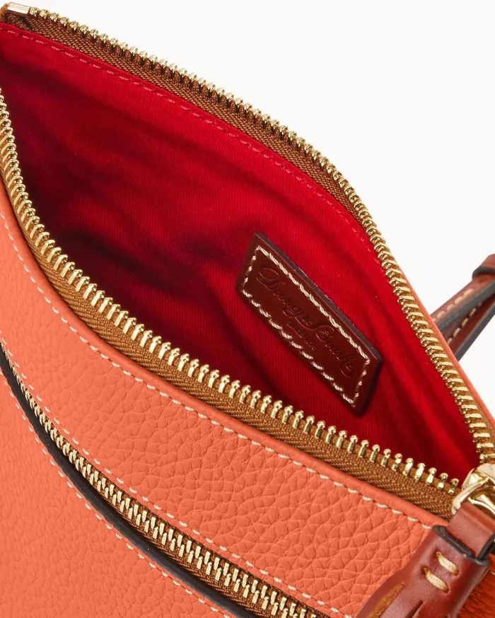 Pebble Grain Double Zip Tassel Crossbody Coral Women Dooney and Bourke Crossbodies Pebble Grain Double Zip Tassel Crossbody Coral Women Dooney and Bourke Crossbodies