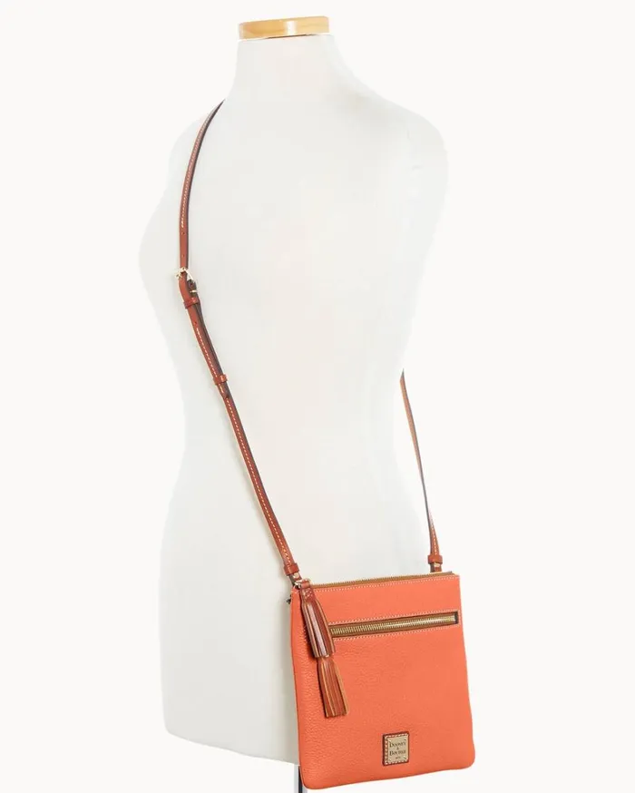 Pebble Grain Double Zip Tassel Crossbody Coral Women Dooney and Bourke Crossbodies Pebble Grain Double Zip Tassel Crossbody Coral Women Dooney and Bourke Crossbodies