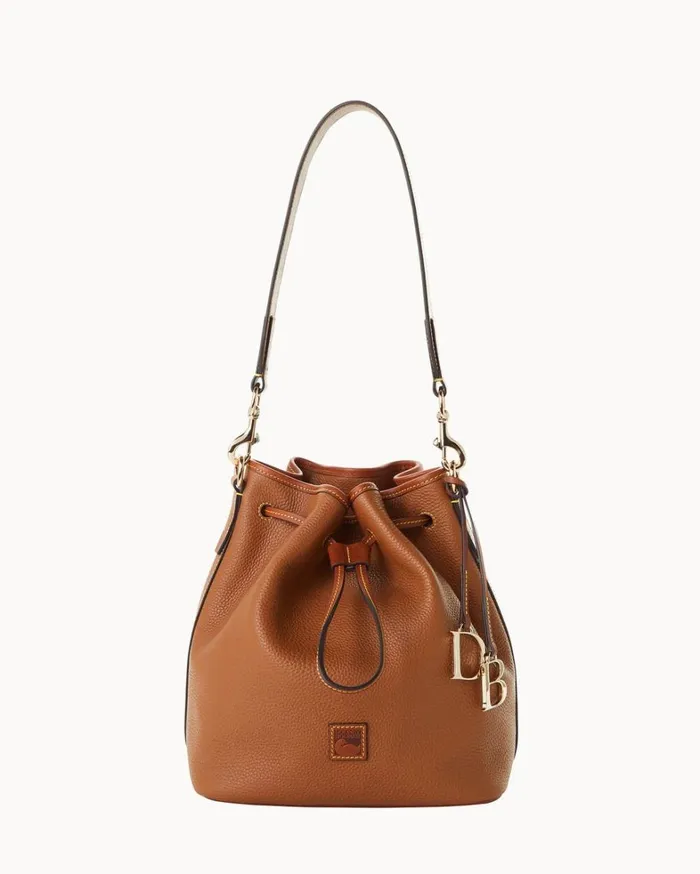 Pebble Grain Drawstring Caramel Women Dooney and Bourke Shoulder Bags