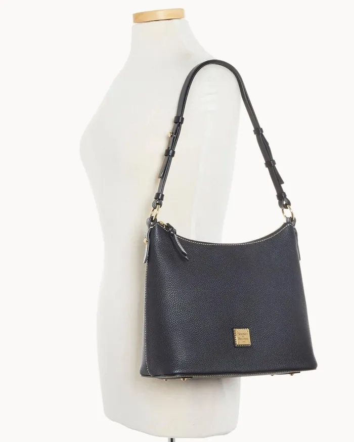 Pebble Grain Hobo Black Black Women Dooney and Bourke Shoulder Bags Pebble Grain Hobo Black Black Women Dooney and Bourke Shoulder Bags