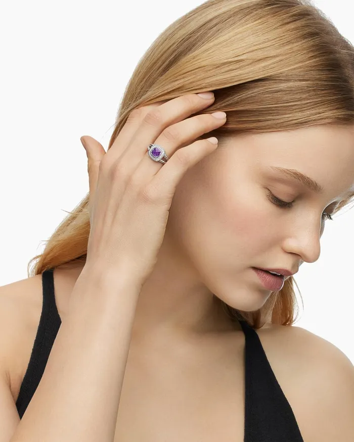 Petite Albion Ring In Sterling Silver With Diamonds 7mm Women David Yurman Petite Petite Albion Ring In Sterling Silver With Diamonds 7mm Women David Yurman Petite