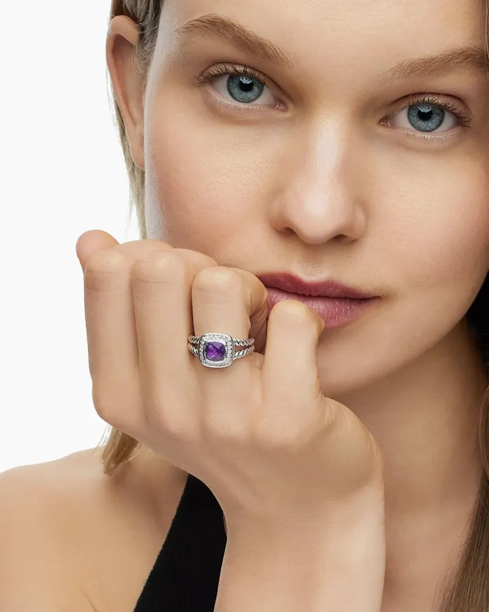 Petite Albion Ring In Sterling Silver With Diamonds 7mm Women David Yurman Petite Petite Albion Ring In Sterling Silver With Diamonds 7mm Women David Yurman Petite