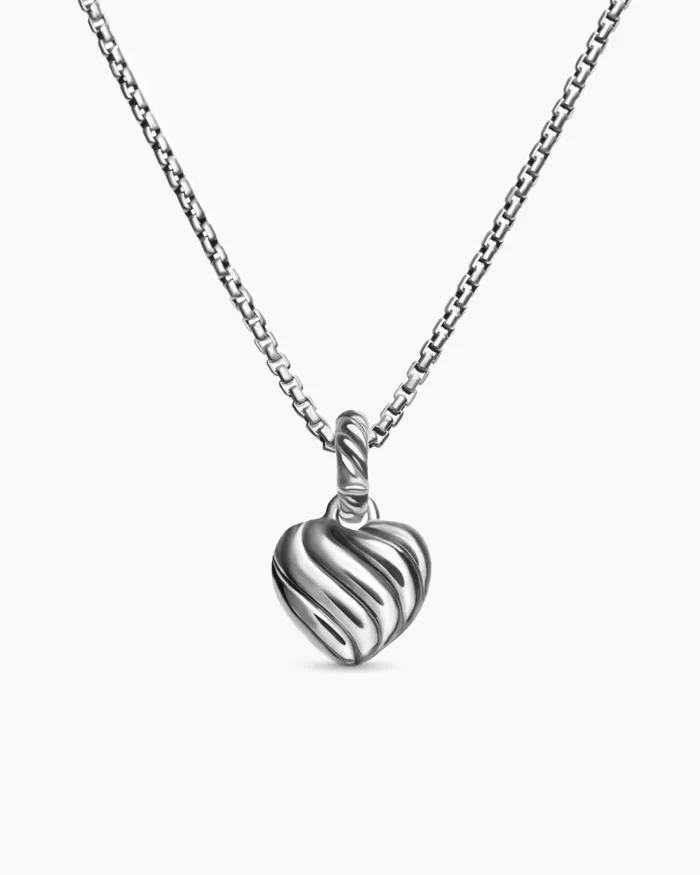 Petite Cable Heart Pendant Necklace In Sterling Silver With 14K Yellow Gold And Diamonds 171mm Women David Yurman Pendant Petite Cable Heart Pendant Necklace In Sterling Silver With 14K Yellow Gold And Diamonds 171mm Women David Yurman Pendant