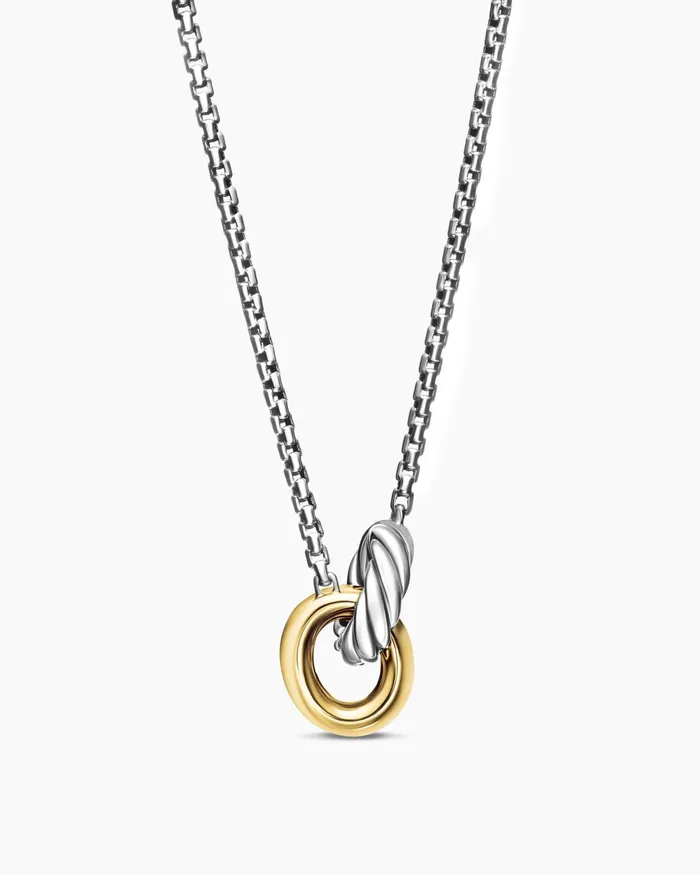 Petite Cable Linked Necklace In Sterling Silver With 14K Yellow Gold 15mm Women David Yurman Pendant Petite Cable Linked Necklace In Sterling Silver With 14K Yellow Gold 15mm Women David Yurman Pendant