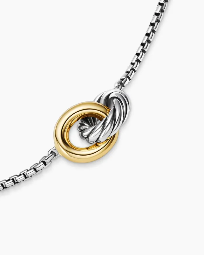 Petite Cable Linked Necklace In Sterling Silver With 14K Yellow Gold 15mm Women David Yurman Pendant