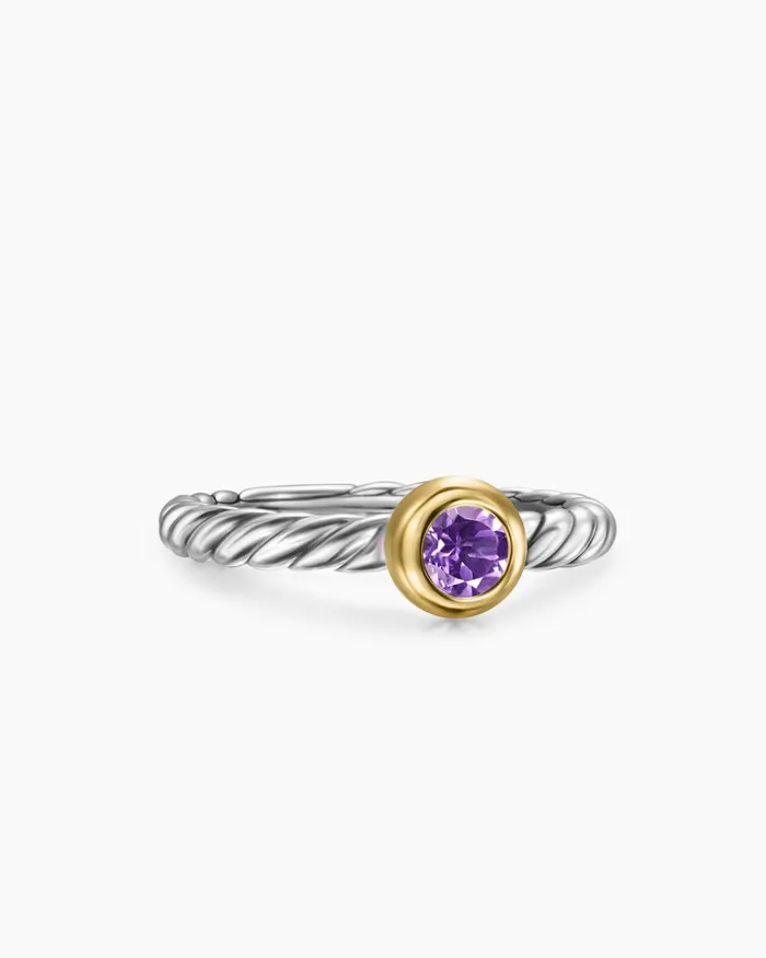 Petite Cable Ring In Sterling Silver With 14K Yellow Gold 28mm Women David Yurman Petite Petite Cable Ring In Sterling Silver With 14K Yellow Gold 28mm Women David Yurman Petite