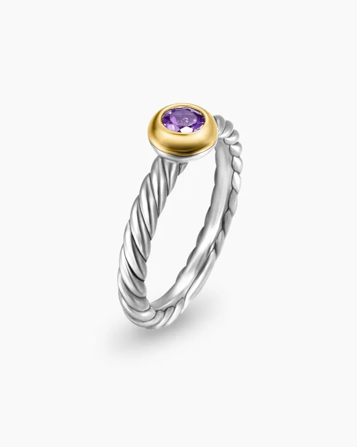 Petite Cable Ring In Sterling Silver With 14K Yellow Gold 28mm Women David Yurman Petite Petite Cable Ring In Sterling Silver With 14K Yellow Gold 28mm Women David Yurman Petite