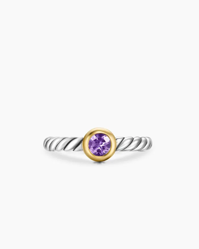 Petite Cable Ring In Sterling Silver With 14K Yellow Gold 28mm Women David Yurman Petite Petite Cable Ring In Sterling Silver With 14K Yellow Gold 28mm Women David Yurman Petite