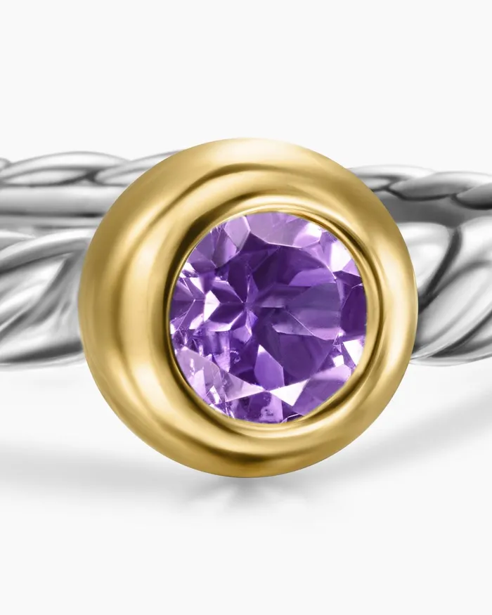 Petite Cable Ring In Sterling Silver With 14K Yellow Gold 28mm Women David Yurman Petite Petite Cable Ring In Sterling Silver With 14K Yellow Gold 28mm Women David Yurman Petite