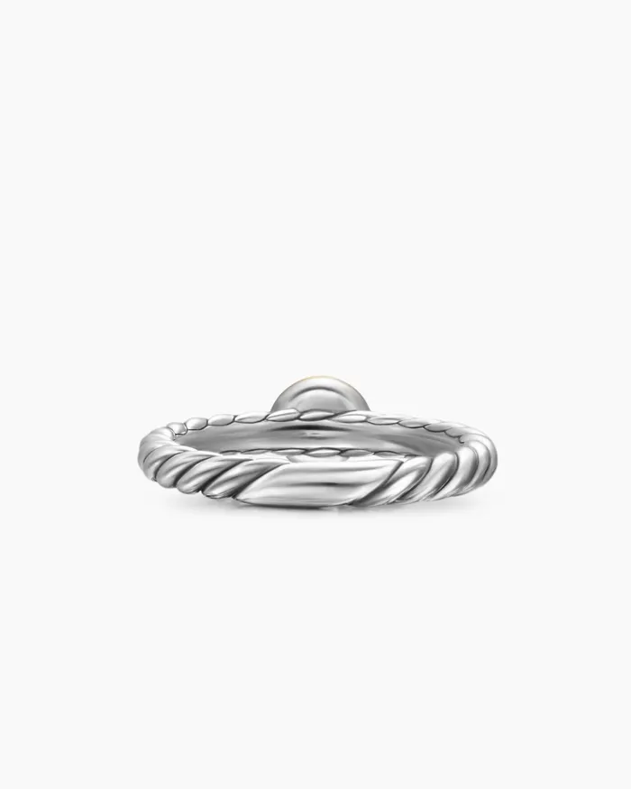 Petite Cable Ring In Sterling Silver With 14K Yellow Gold And Center Diamond 28mm Women David Yurman Petite Petite Cable Ring In Sterling Silver With 14K Yellow Gold And Center Diamond 28mm Women David Yurman Petite