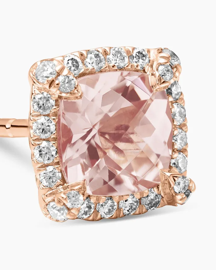 Petite Chatelaine Pav Bezel Stud Earrings In 18K Rose Gold With Morganite And Diamonds 5mm Women David Yurman Stud Petite Chatelaine Pav Bezel Stud Earrings In 18K Rose Gold With Morganite And Diamonds 5mm Women David Yurman Stud