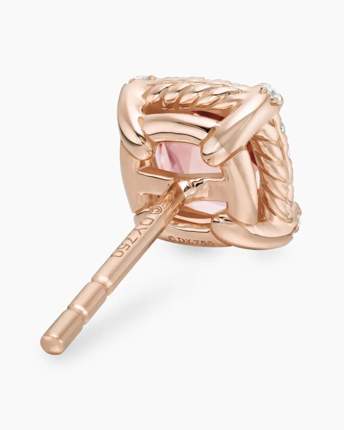 Petite Chatelaine Pav Bezel Stud Earrings In 18K Rose Gold With Morganite And Diamonds 5mm Women David Yurman Stud Petite Chatelaine Pav Bezel Stud Earrings In 18K Rose Gold With Morganite And Diamonds 5mm Women David Yurman Stud