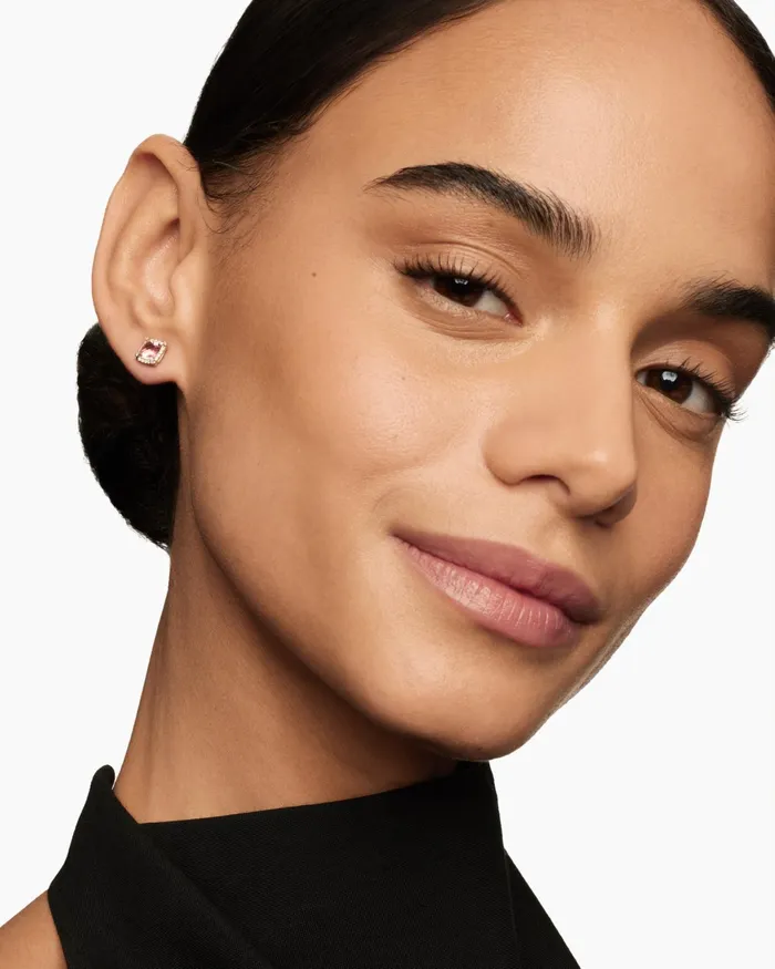 Petite Chatelaine Pav Bezel Stud Earrings In 18K Rose Gold With Morganite And Diamonds 5mm Women David Yurman Stud Petite Chatelaine Pav Bezel Stud Earrings In 18K Rose Gold With Morganite And Diamonds 5mm Women David Yurman Stud