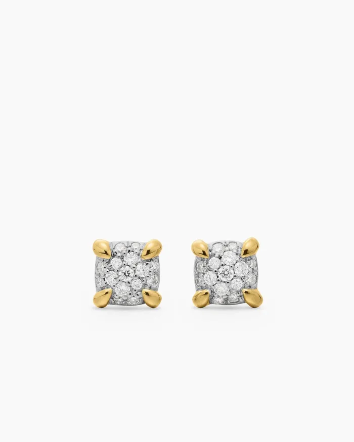 Petite Chatelaine Stud Earrings In 18K Yellow Gold With Pav Diamonds 5mm Women David Yurman Stud Petite Chatelaine Stud Earrings In 18K Yellow Gold With Pav Diamonds 5mm Women David Yurman Stud