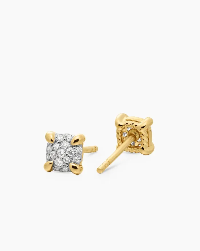 Petite Chatelaine Stud Earrings In 18K Yellow Gold With Pav Diamonds 5mm Women David Yurman Stud Petite Chatelaine Stud Earrings In 18K Yellow Gold With Pav Diamonds 5mm Women David Yurman Stud