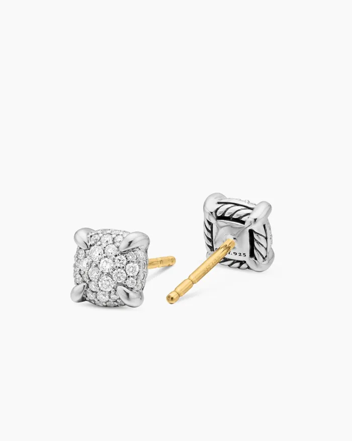 Petite Chatelaine Stud Earrings In Sterling Silver With Pav Diamonds 65mm Women David Yurman Stud Petite Chatelaine Stud Earrings In Sterling Silver With Pav Diamonds 65mm Women David Yurman Stud