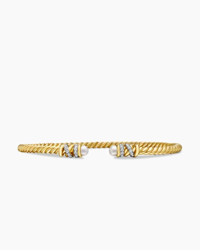 Petite Helena Cablespira Bracelet In 18K Yellow Gold With Diamonds 3mm Women David Yurman Cuff Petite Helena Cablespira Bracelet In 18K Yellow Gold With Diamonds 3mm Women David Yurman Cuff