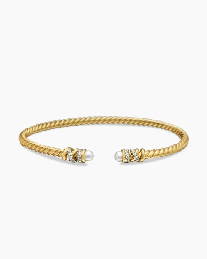Petite Helena Cablespira Bracelet In 18K Yellow Gold With Diamonds 3mm Women David Yurman Cuff Petite Helena Cablespira Bracelet In 18K Yellow Gold With Diamonds 3mm Women David Yurman Cuff
