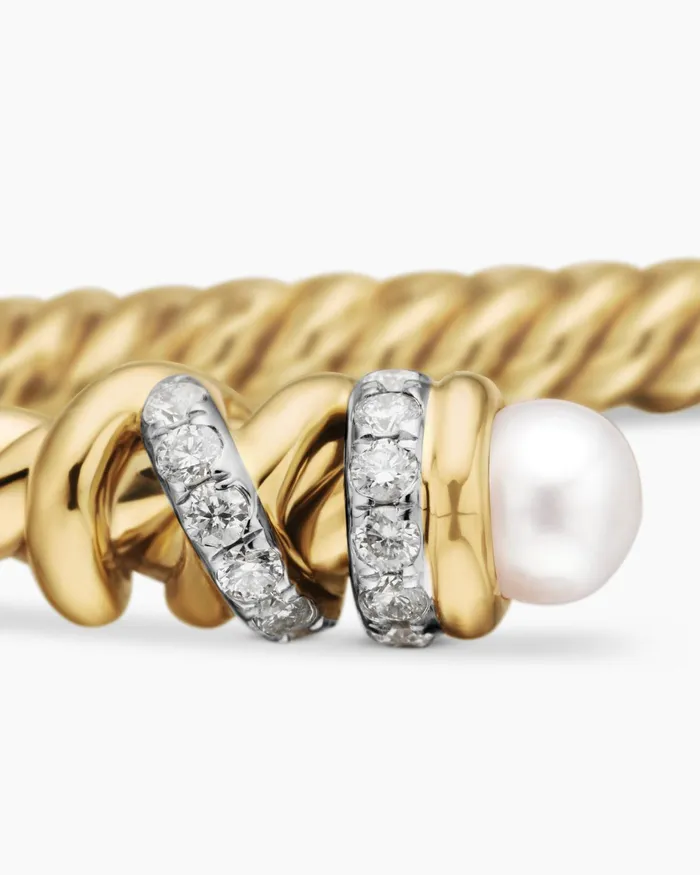 Petite Helena Cablespira Bracelet In 18K Yellow Gold With Diamonds 3mm Women David Yurman Cuff Petite Helena Cablespira Bracelet In 18K Yellow Gold With Diamonds 3mm Women David Yurman Cuff