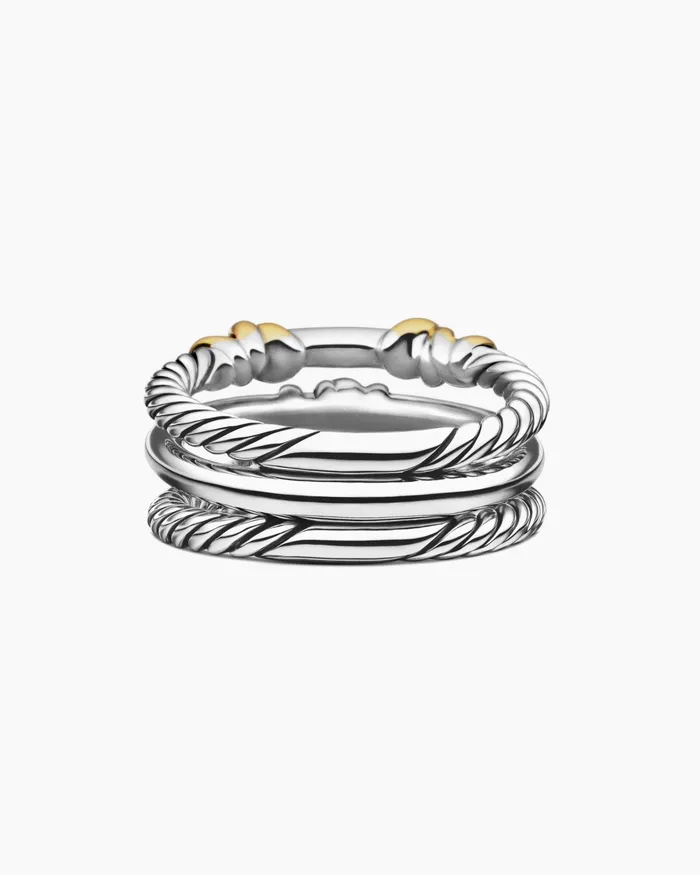 Petite Helena Wrap Three Row Ring In Sterling Silver With 18K Yellow Gold And Diamonds 12mm Women David Yurman Statement Petite Helena Wrap Three Row Ring In Sterling Silver With 18K Yellow Gold And Diamonds 12mm Women David Yurman Statement