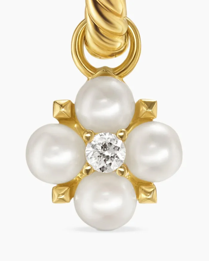Petite Modern Renaissance Pearl Drop Earrings In 18K Yellow Gold With Diamonds 18mm Women David Yurman Drop Petite Modern Renaissance Pearl Drop Earrings In 18K Yellow Gold With Diamonds 18mm Women David Yurman Drop