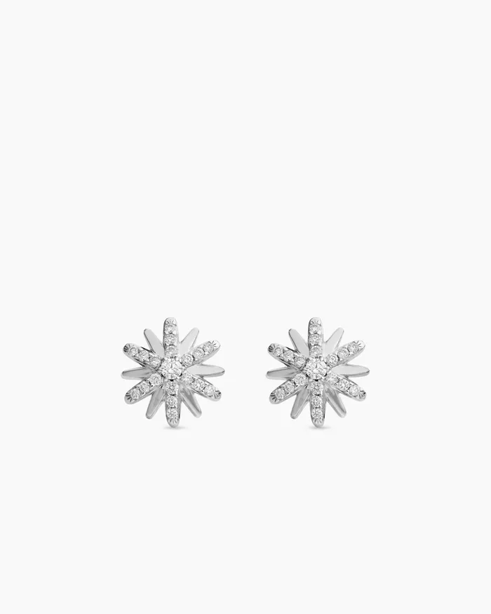 Petite Starburst Stud Earrings In Sterling Silver With Diamonds 10mm Women David Yurman Stud Petite Starburst Stud Earrings In Sterling Silver With Diamonds 10mm Women David Yurman Stud