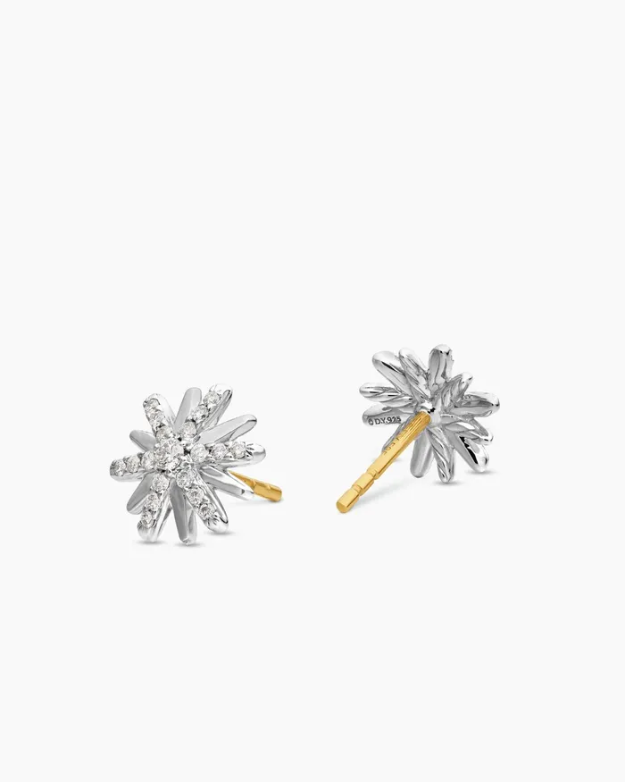 Petite Starburst Stud Earrings In Sterling Silver With Diamonds 10mm Women David Yurman Stud Petite Starburst Stud Earrings In Sterling Silver With Diamonds 10mm Women David Yurman Stud