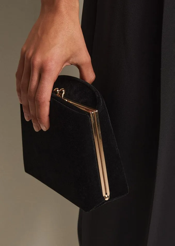Phase Eight Bags and Clutches Black Velvet Clutch Bag Black 8211 Women