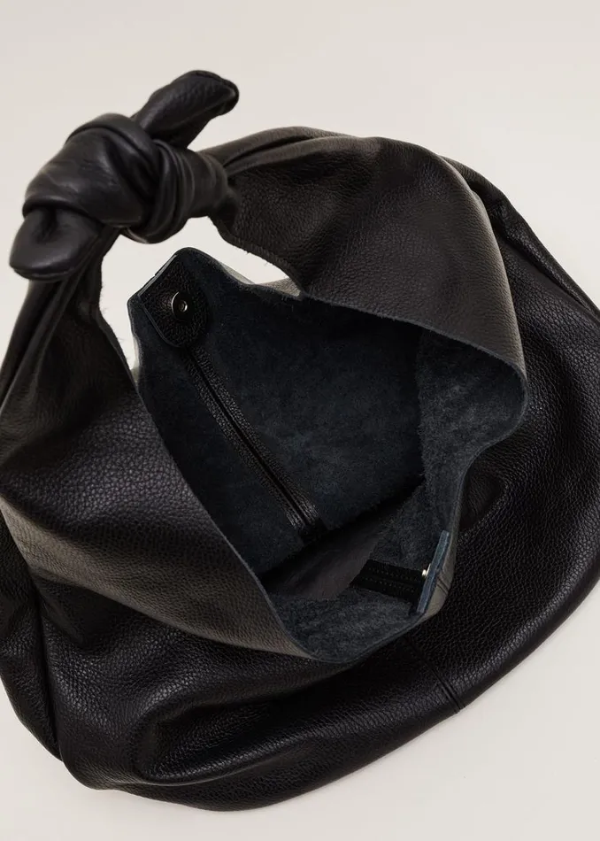 Phase Eight Bags and Clutches Leather Hobo Slouch Bag Black 8211 Women