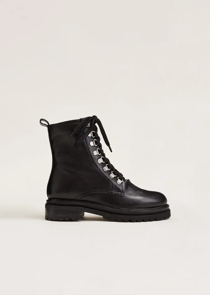 Phase Eight Boots Meladie Black Leather Lace Up Ankle Boots Black 8211 Women