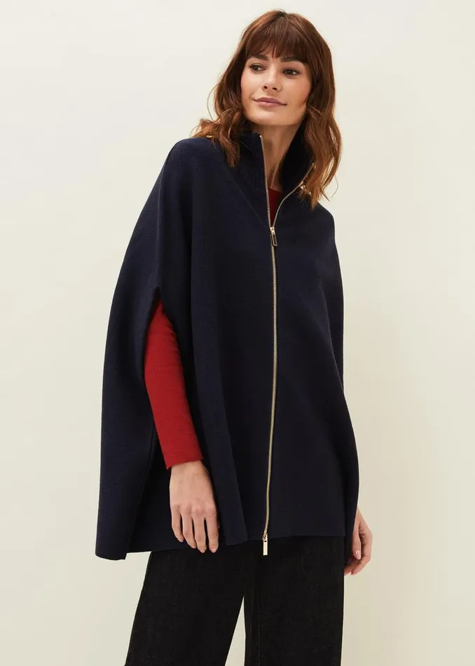 Phase Eight Coats Avan Double Ended Zip Cape Navy 8211 Women