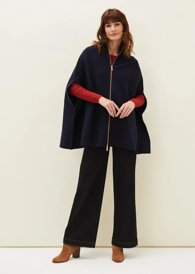Phase Eight Coats Avan Double Ended Zip Cape Navy 8211 Women
