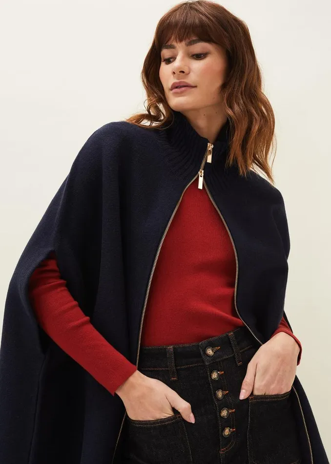 Phase Eight Coats Avan Double Ended Zip Cape Navy 8211 Women