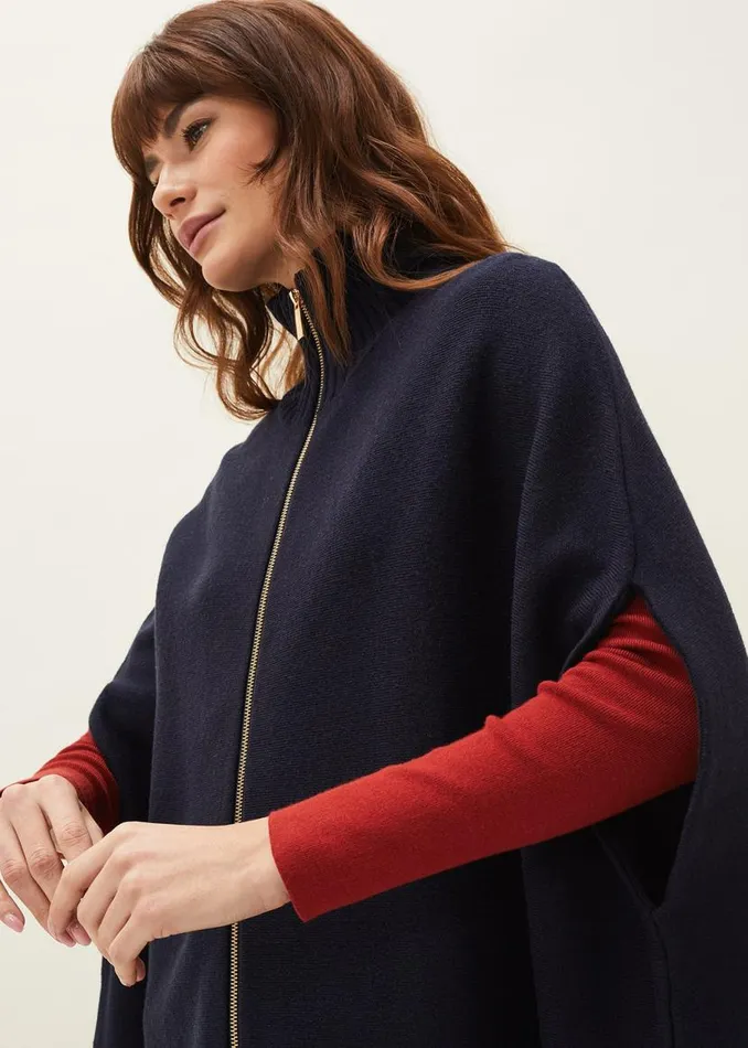 Phase Eight Coats Avan Double Ended Zip Cape Navy 8211 Women