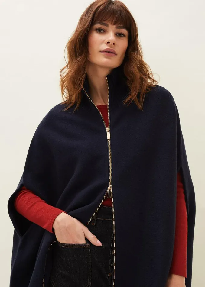 Phase Eight Coats Avan Double Ended Zip Cape Navy 8211 Women