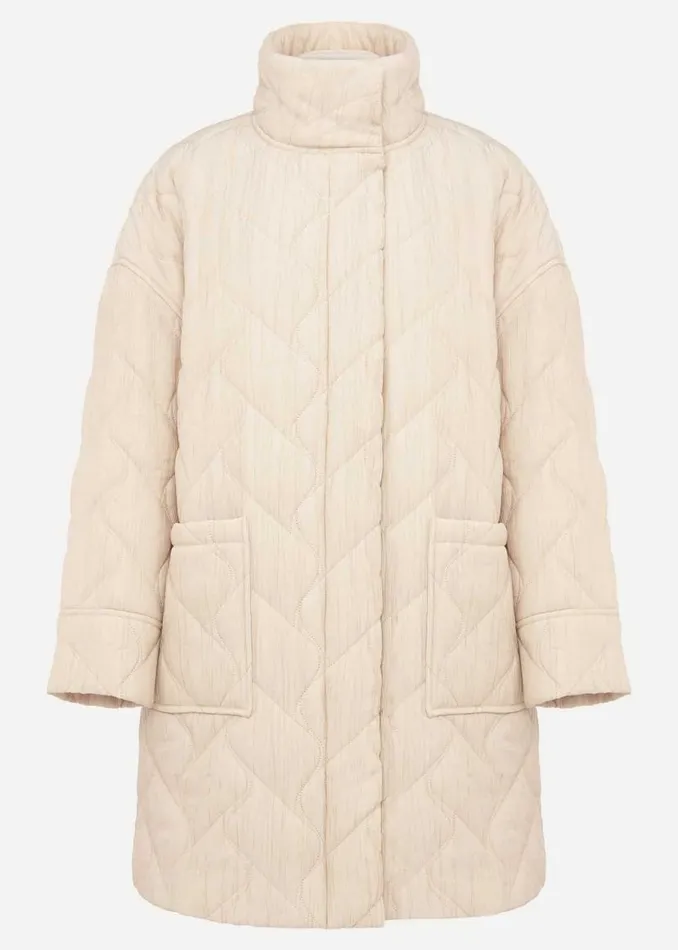 Phase Eight Coats Fae Textured Quilted Longline Coat Ecru 8211 Women