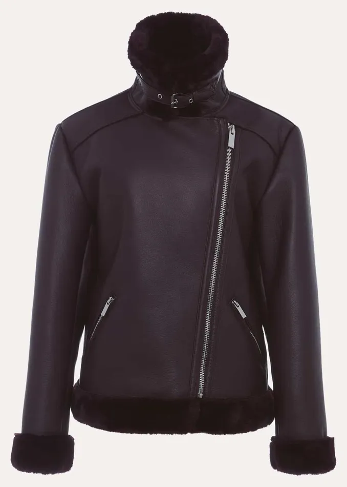 Phase Eight Coats Kya Aviator Jacket Dark Berry 8211 Women