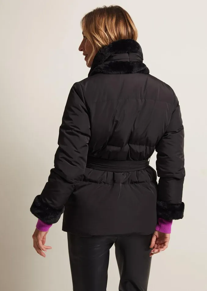 Phase Eight Coats Nelle Black Faux Fur Short Puffer Coat Black 8211 Women