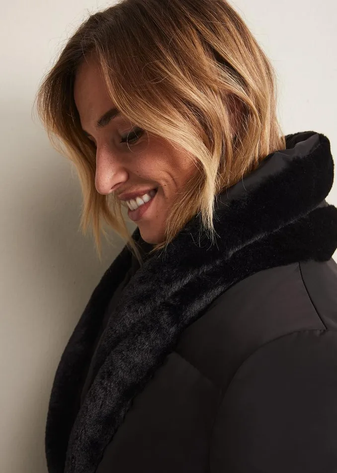 Phase Eight Coats Nelle Black Faux Fur Short Puffer Coat Black 8211 Women