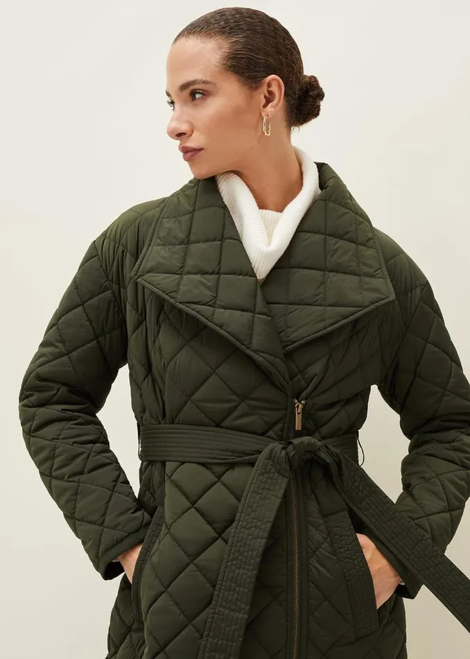 Phase Eight Coats Nila Quilted Puffer Coat Dark Olive 8211 Women