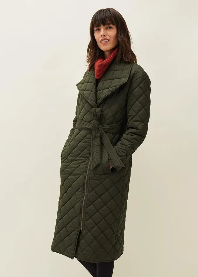 Phase Eight Coats Nila Quilted Puffer Coat Dark Olive 8211 Women