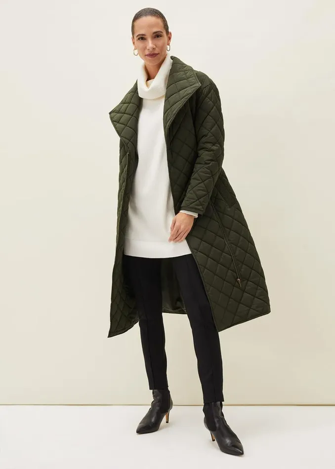 Phase Eight Coats Nila Quilted Puffer Coat Dark Olive 8211 Women