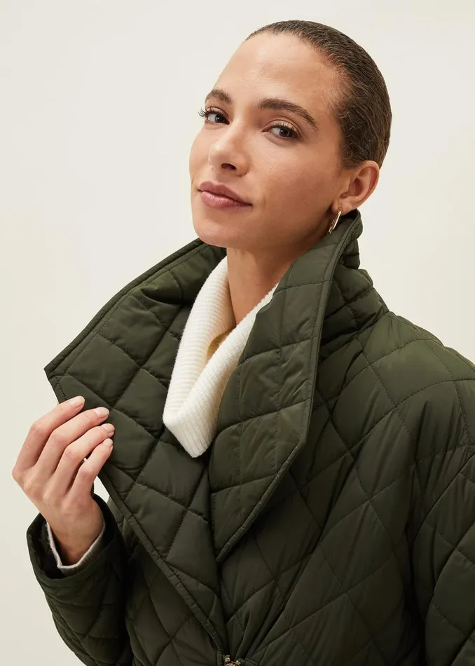 Phase Eight Coats Nila Quilted Puffer Coat Dark Olive 8211 Women