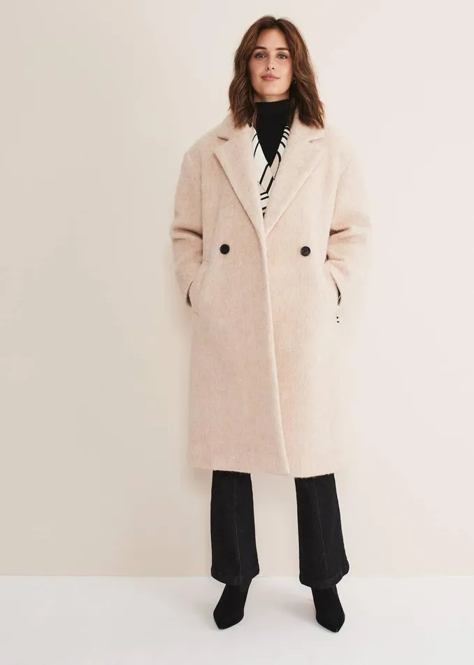 Phase Eight Coats Quinn Textured Cocoon Coat Warm White 8211 Women