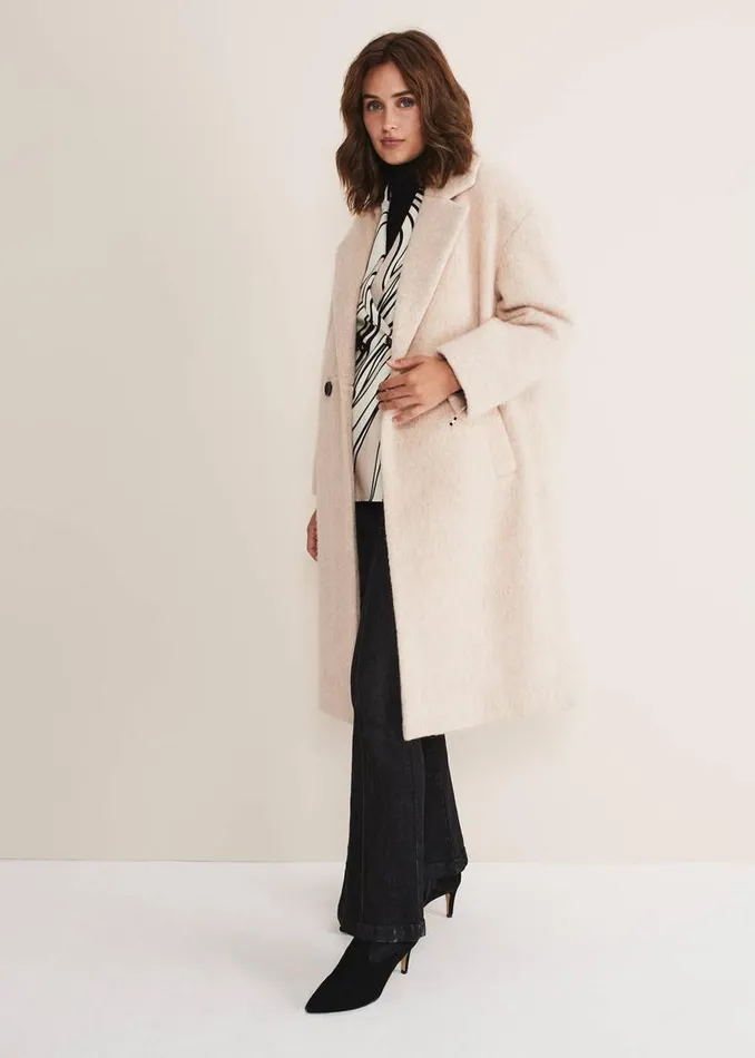 Phase Eight Coats Quinn Textured Cocoon Coat Warm White 8211 Women