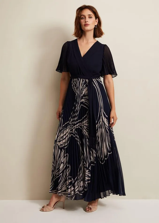 Phase Eight Dresses Abigail Printed Pleat Midaxi Dress Multicoloured 8211 Women