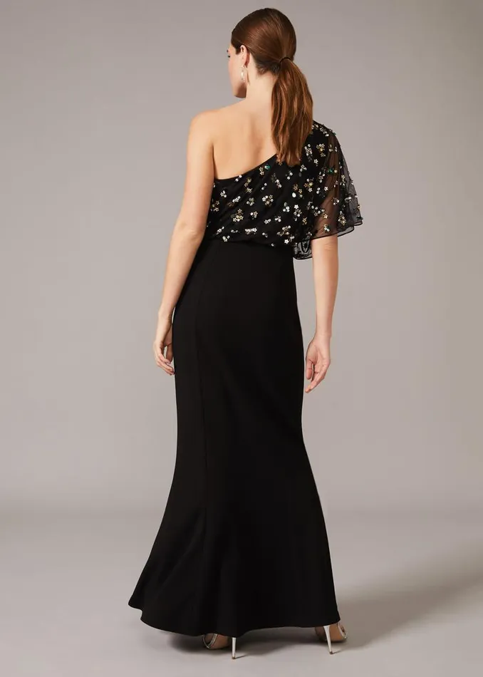 Phase Eight Dresses Adele Sequinned One Shoulder Dress Black 8211 Women